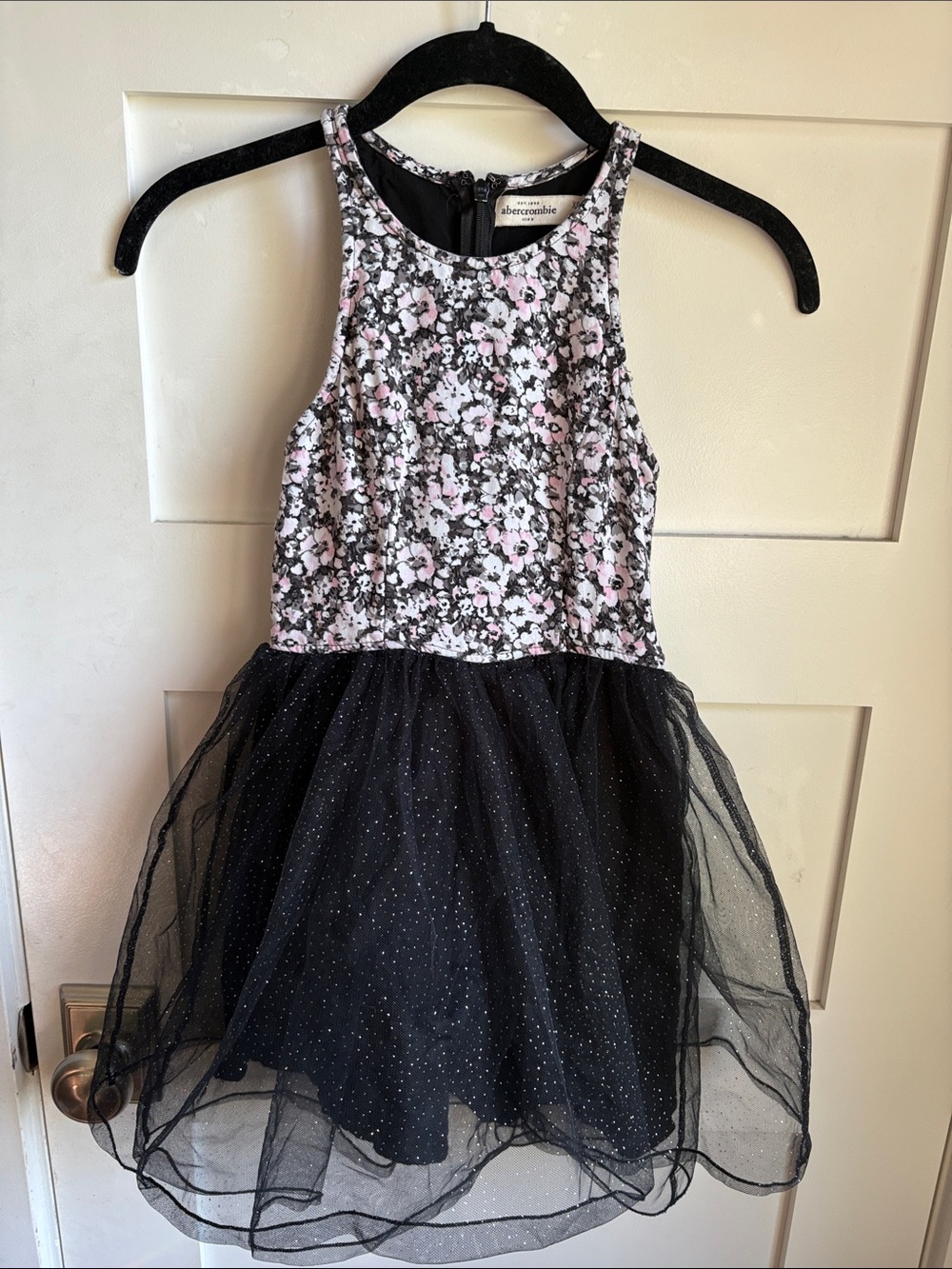 abercrombie kids Black and Pink Floral Tulle Party Dress